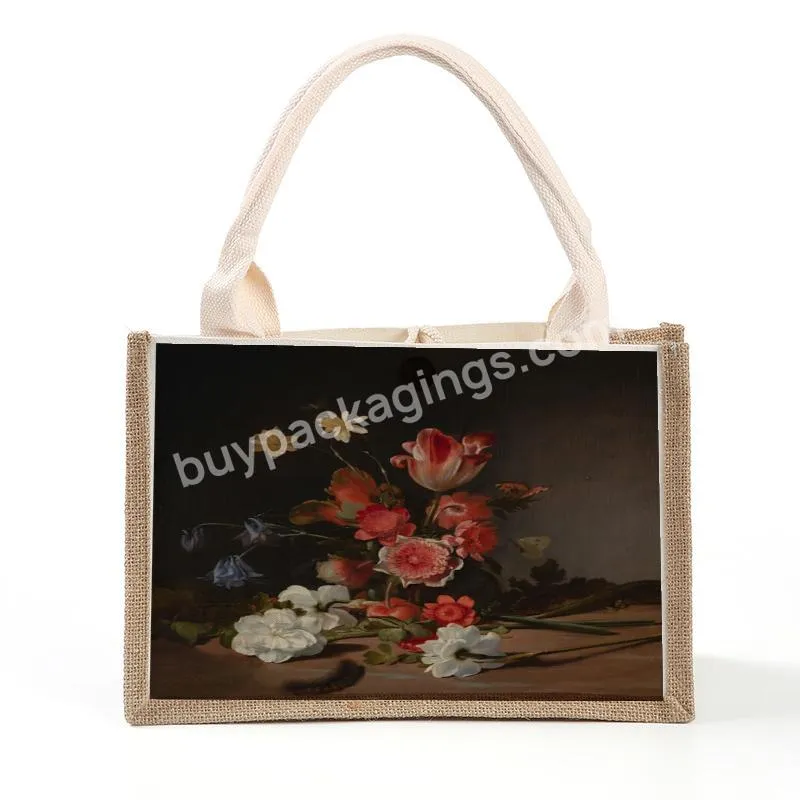 Best Selling Personalized Burlap New Jute Shopping Bags With Logo Printed Brown Jute Burlap Carry Shopping Bag