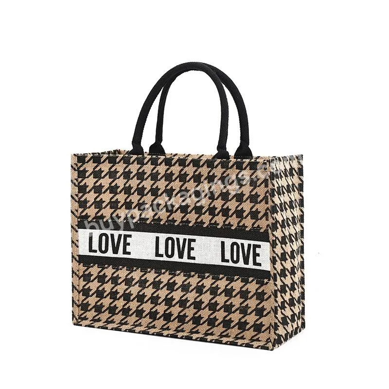 Best Selling Popular Leopard Design Handbag For Women Environmental Jute Beach Tote Bag