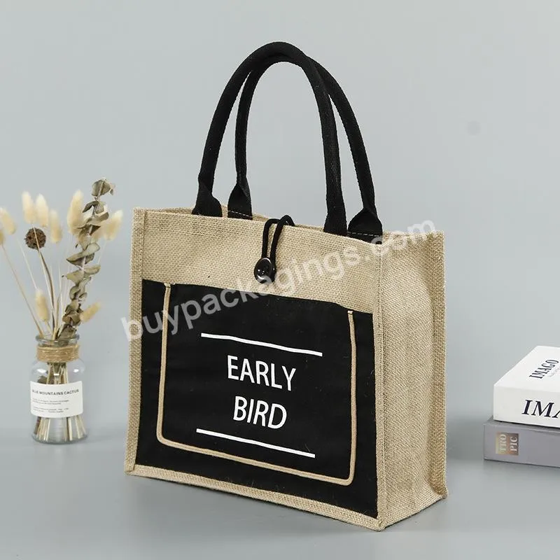 Better Manufacturer Custom Wholesale Natural Beach Used Shopping Button Jute Tote Bag With Printed Logo