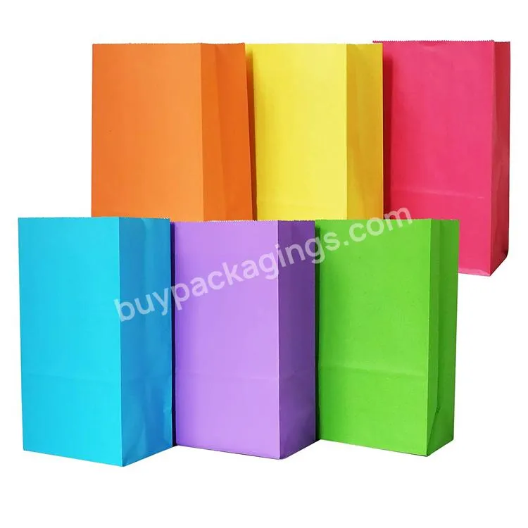 Biodegradable 5.2 * 3.2 * 9.6 Inch Food Safe Give Away Kraft Paper Party Favor Gift Paper Bags