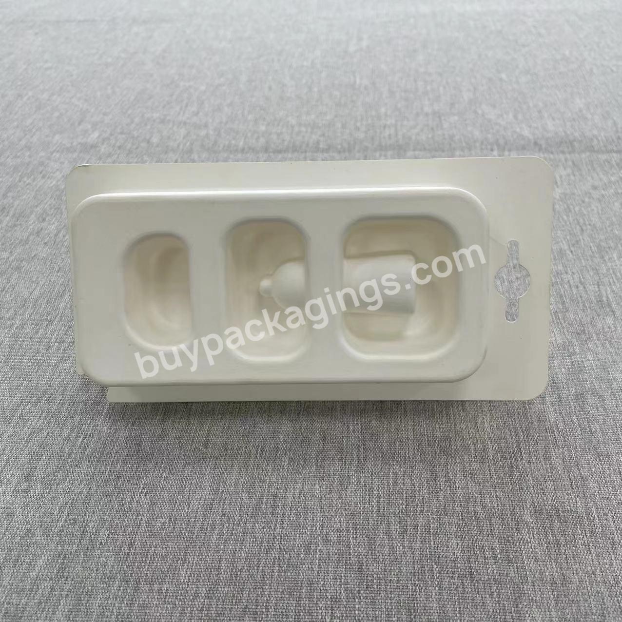 Biodegradable Custom Molded Pulp Fiber Paper Rectangle Insert Tray Earphone Berry Trays Pulp Packaging