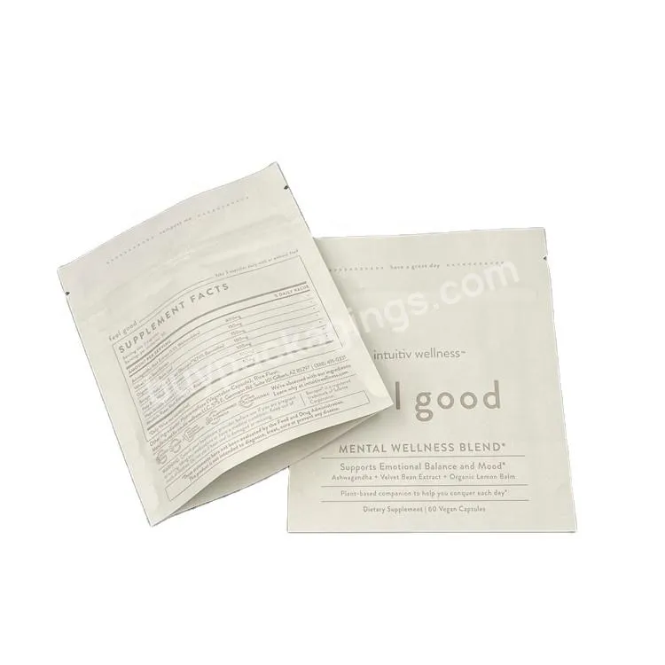 Biodegradable Eco-friendly Dietary Supplement Kraft Paper Sachet Mini Packaging Bag Standing Zipper Bag