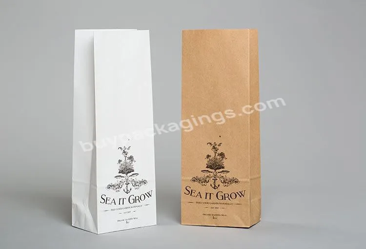 Biodegradable Food Grade 0.5 1 2 5 10kg Unlined Block Bottom Salt Sugar Packaging Granola Wheat Flour Packaging Paper Bags