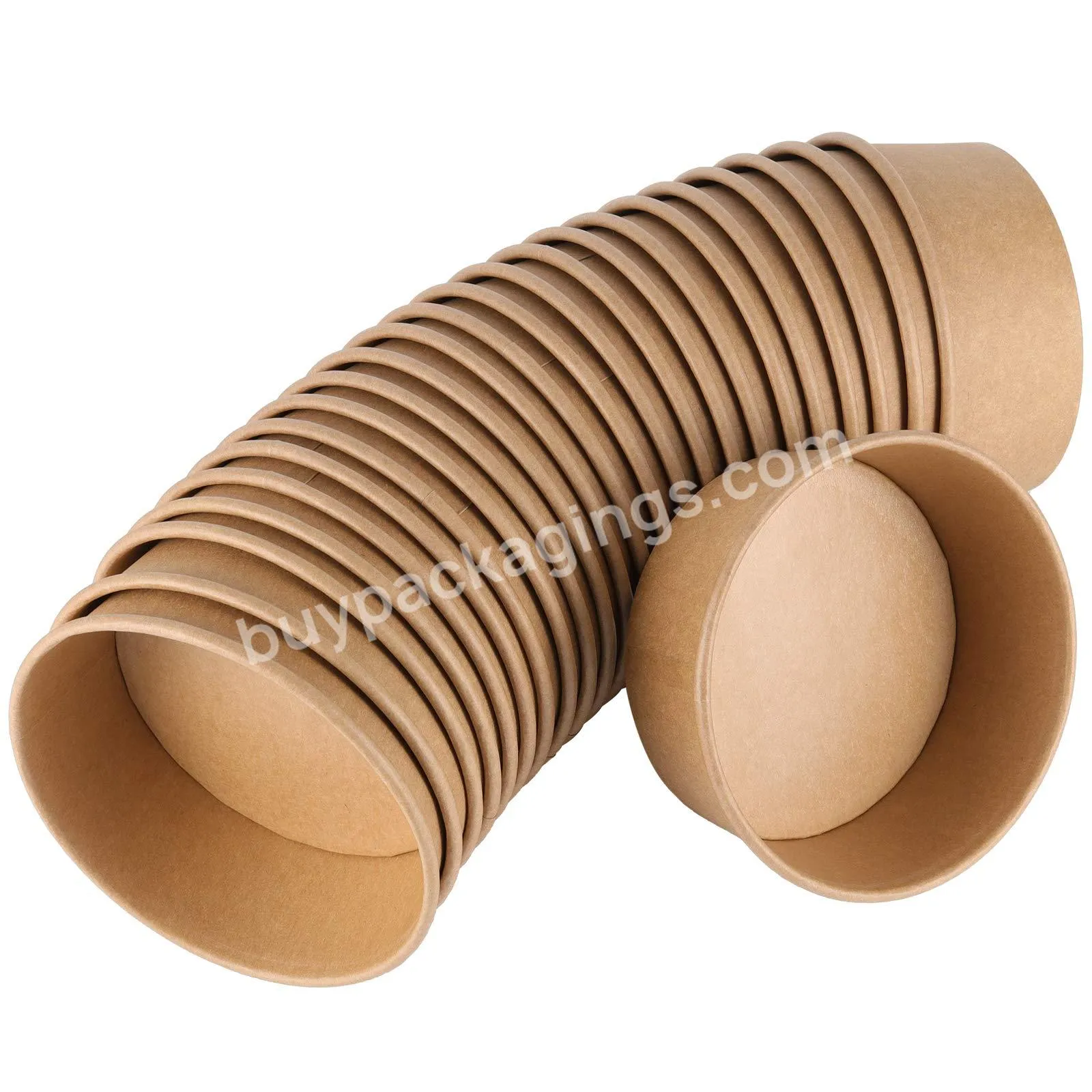 Biodegradable Kraft Disposable Paper Bowl With Lid For Fast Food Salad Ramen Rice And Pasta