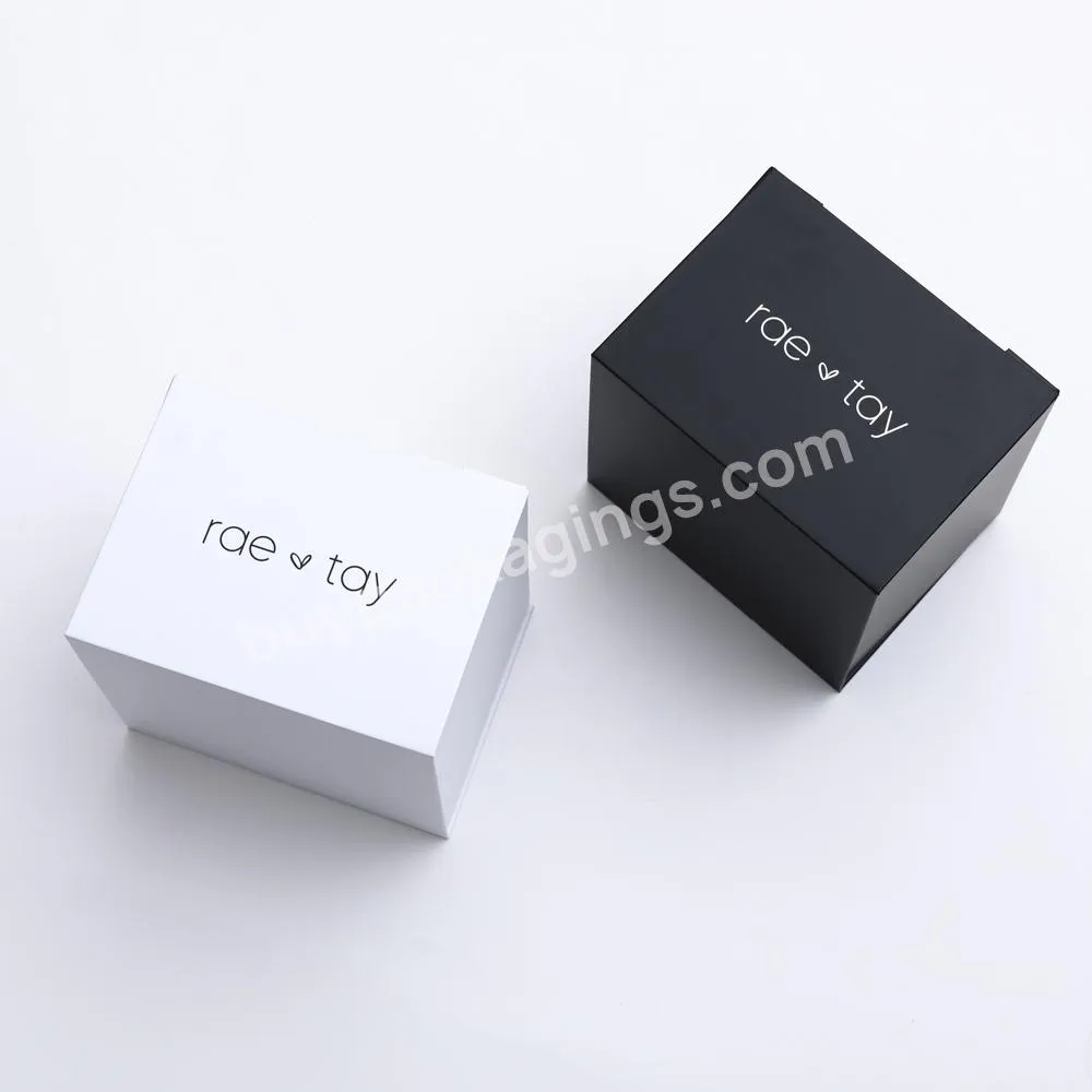 black and white high-end custom logo magnetic lid folding rigid gift present box