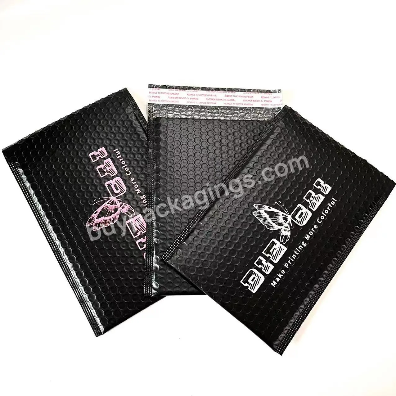 Black Bubble Mailer Envelopes Bag Padded Shipping Packaging Bags 15x20 Custom Logo Printed Metallic Foil White Bubble Mailers