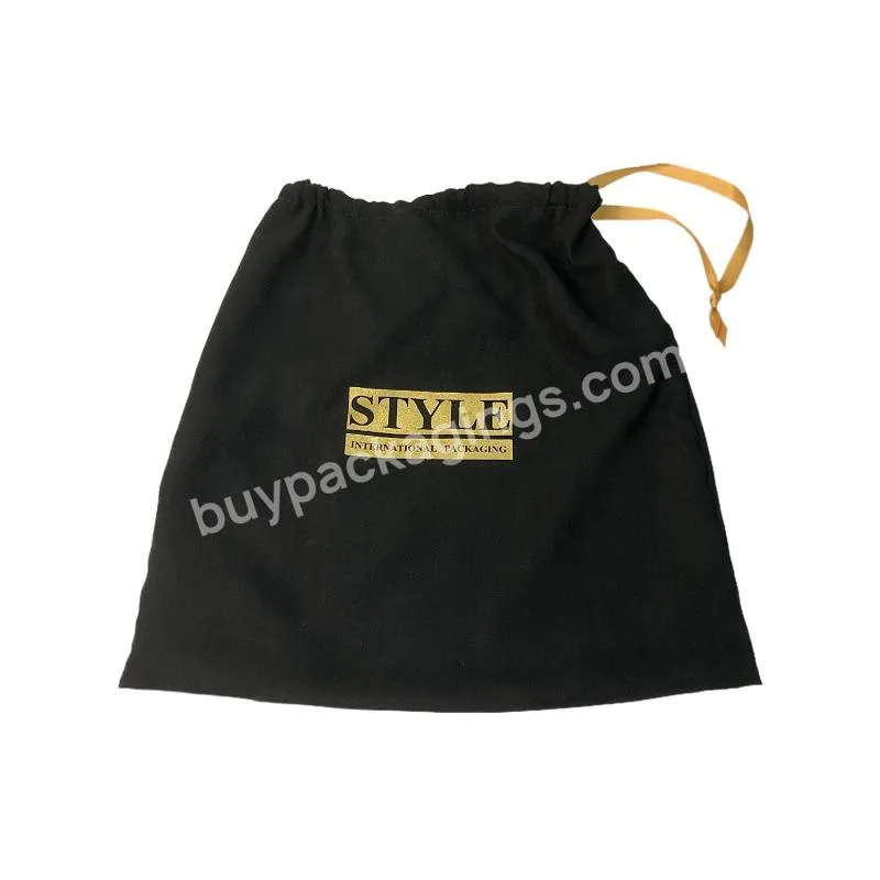 Black Custom Decoration Nice Quality Faux Suede Velvet Pouch Bag With Gold Foil Logo For Watch Gift Jewelry Hair Wedding