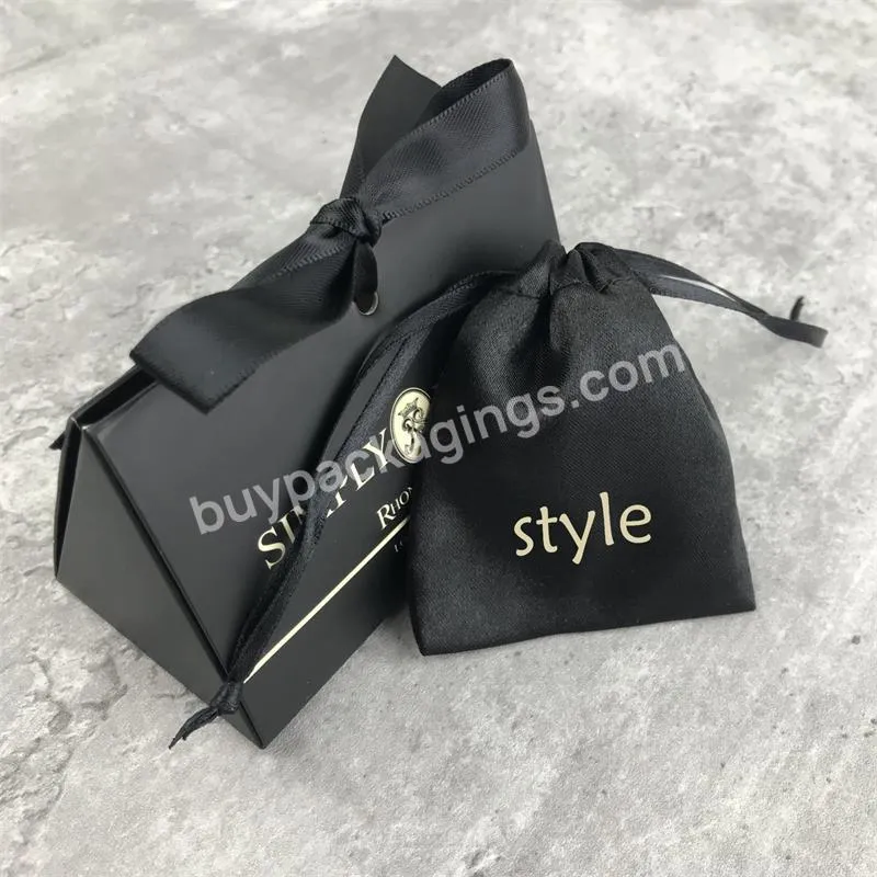 Black Elegant Nice Fancy High Quality Custom Packaging Jewellery Jewelry Storage Earrings Ring Texture Paper Box Packaging Set