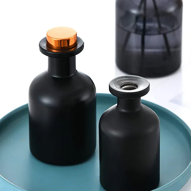 Black Empty Refillable Glass Aromatherapy Diffuser Bottle Fragrance Accessories DIY Jar Container