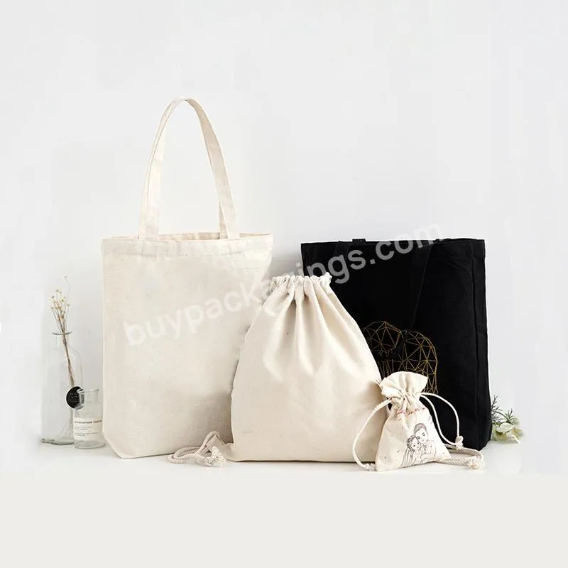 Black Handle Canvas Bag Custom Print Promotional 100% Cotton Canvas Tote Bag Wholesale