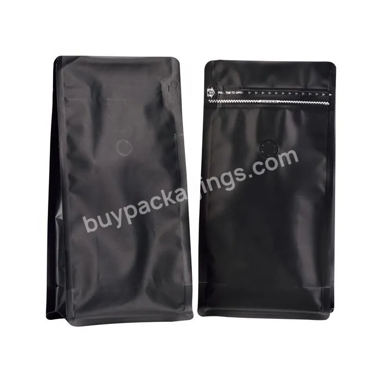 Black High Barrier Aluminum Foil Flat Bottom Standing Empty Coffee Beans Storage Bag