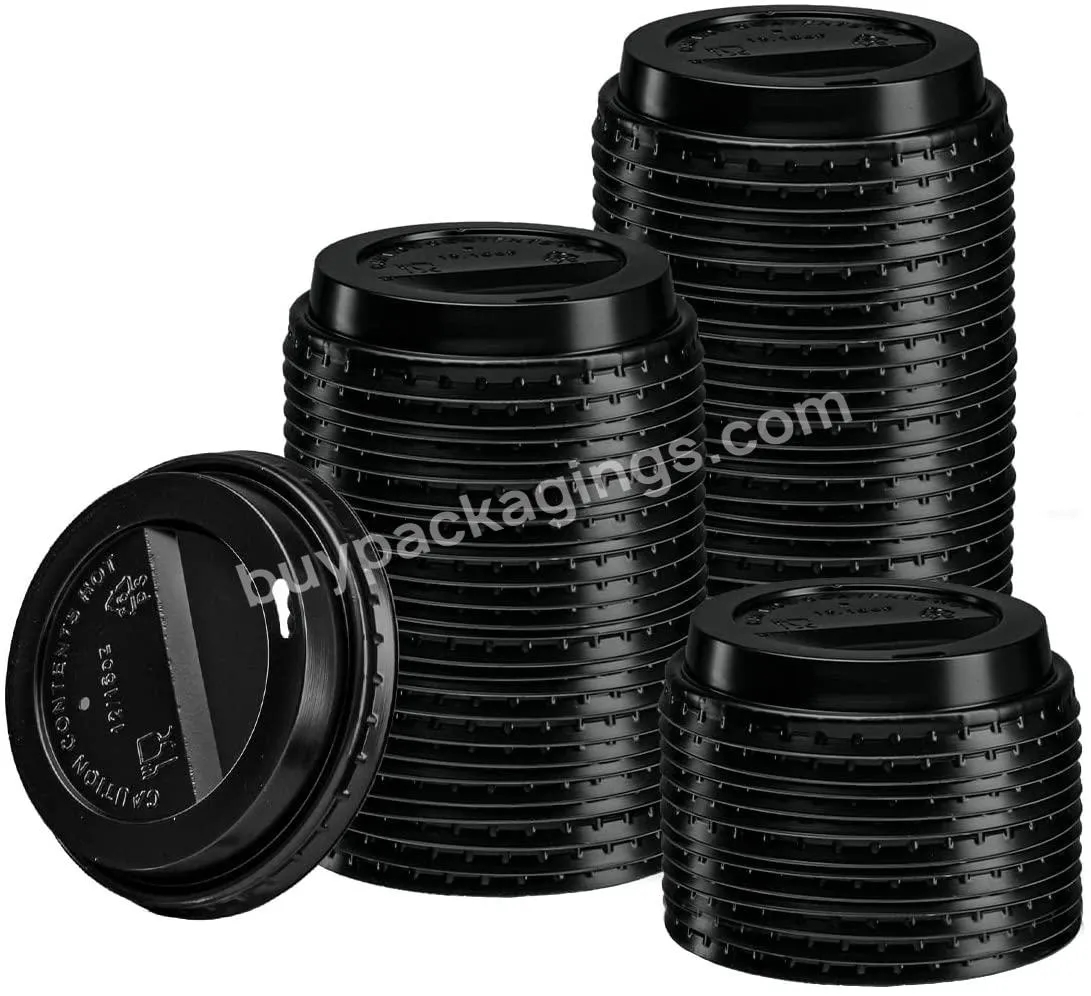 Black Hot Cup Lids Anti-spill Universal Plastic Lids For Disposable Paper Coffee Cups,Fits Most 12,16,20,24 Ounce