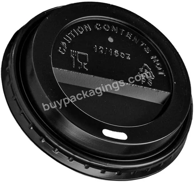 Black Hot Cup Lids Anti-spill Universal Plastic Lids For Disposable Paper Coffee Cups,Fits Most 12,16,20,24 Ounce