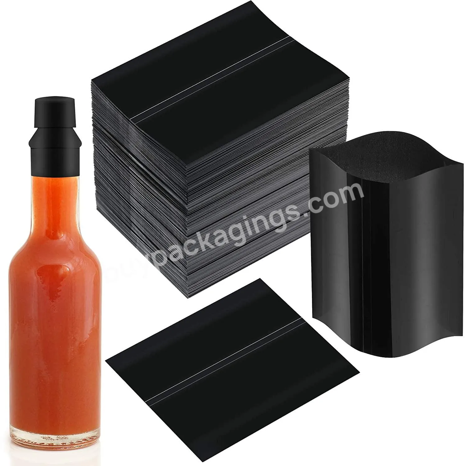 Black Shrink Bands Black Perforated Shrink Wrap For Hot Sauce Bottles And Other Liquid Bottles