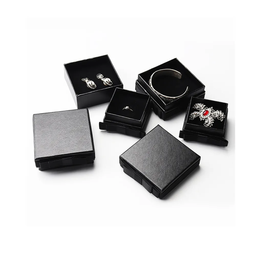 Black White Double Ring Earring Packaging Pouch Box Set Custom Size