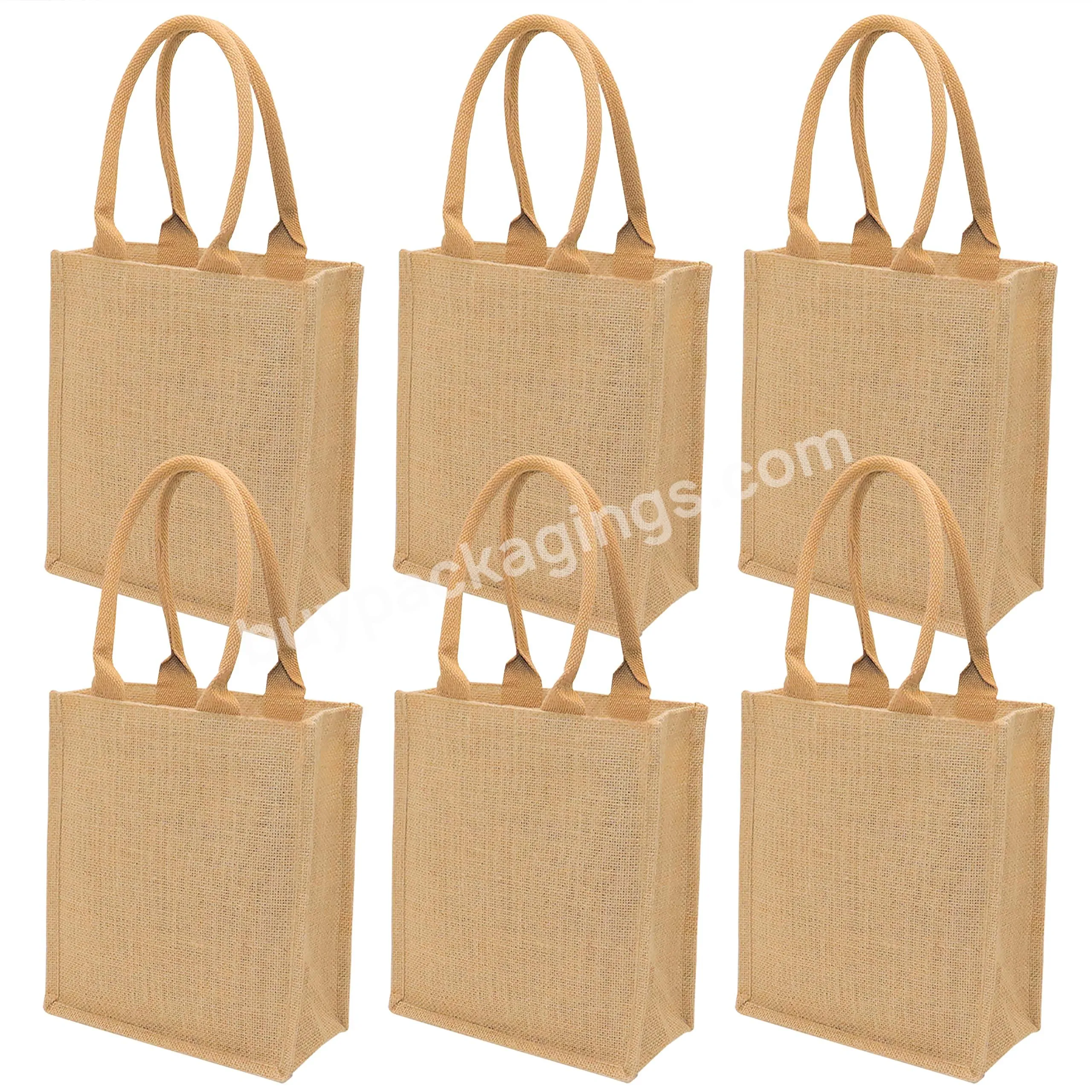 Blank Burlap Jute Tote Bags With Handles For Shopping Craft Diy Wedding Beach Party