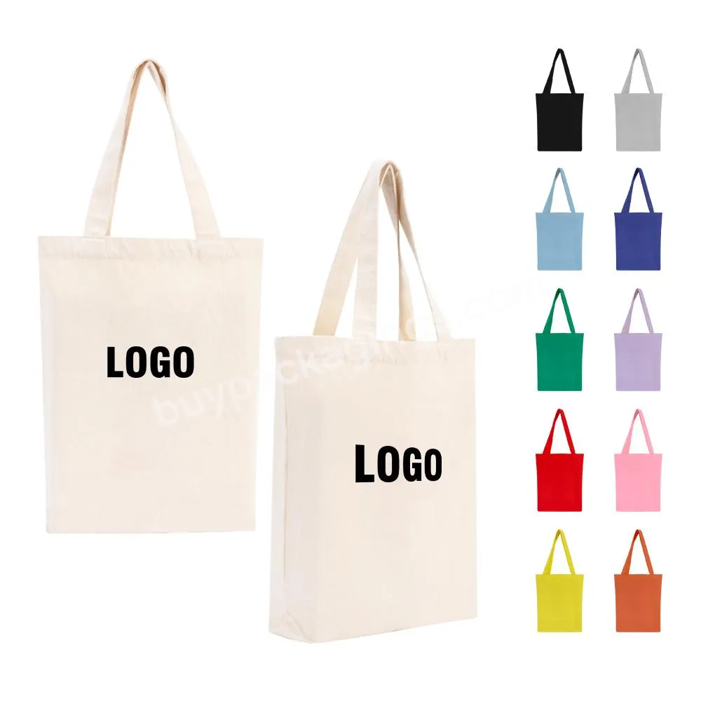 Blank Shopping Bag Plain Organic Black 100% Cotton Canvas Tote Bag With Custom Logo Printed