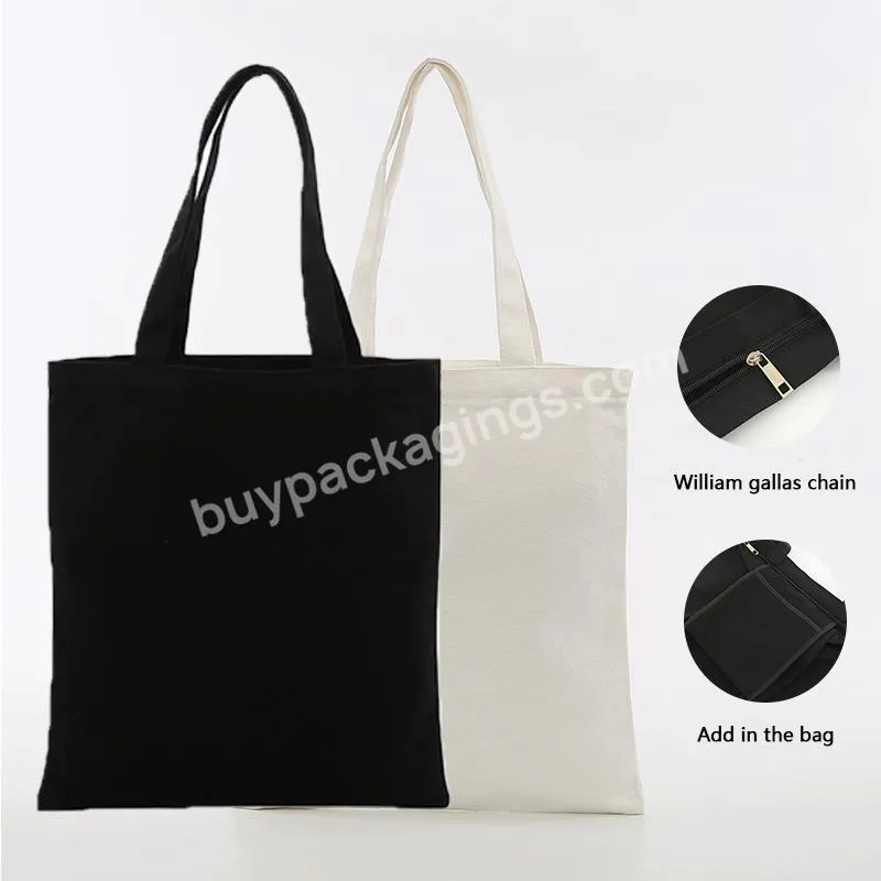 Blank Shopping Bag Plain Organic Black 100% Cotton Canvas Tote Bag With Custom Logo Printed