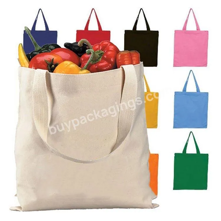 Blank Shopping Bag Plain Organic Black 100% Cotton Canvas Tote Bag With Custom Logo Printed