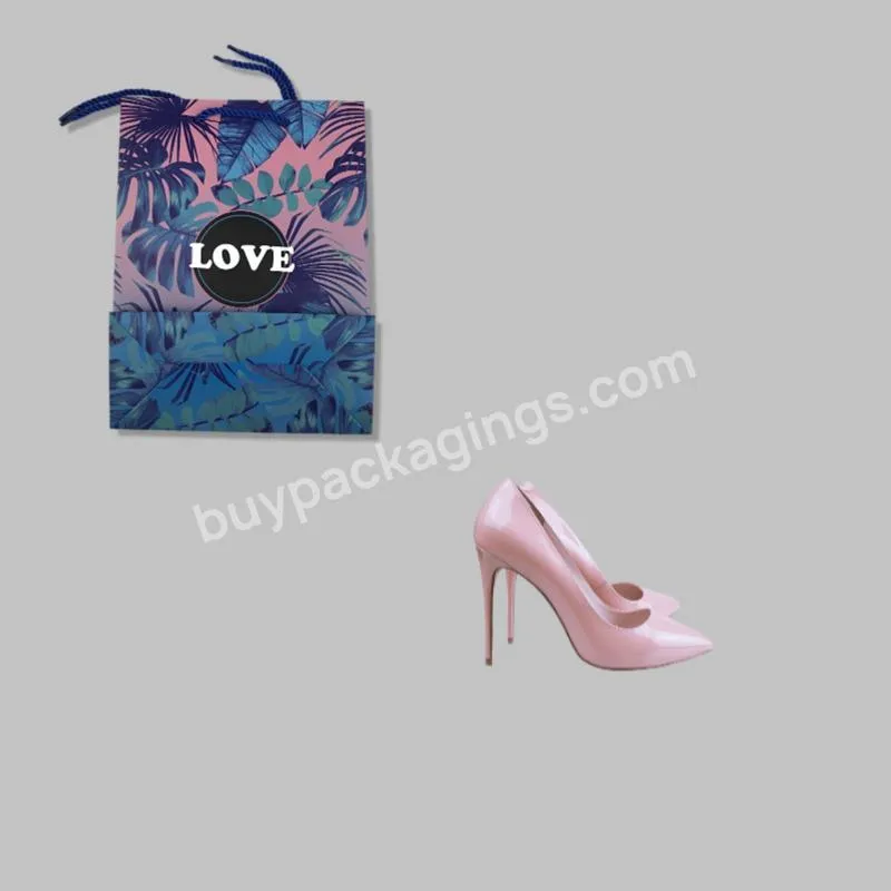 Bolsa De Zapatos Shoe Packing Recyclable Art Paper Accept Custom Packaging Paper Box Shopping Carrier Bag For Shoes & Clothing