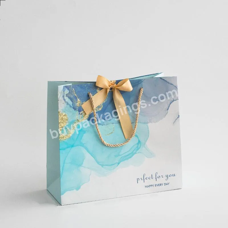 Boutique Shopping Bio Degradable Gift Packaging Recyclable Art Paper Gift Bag