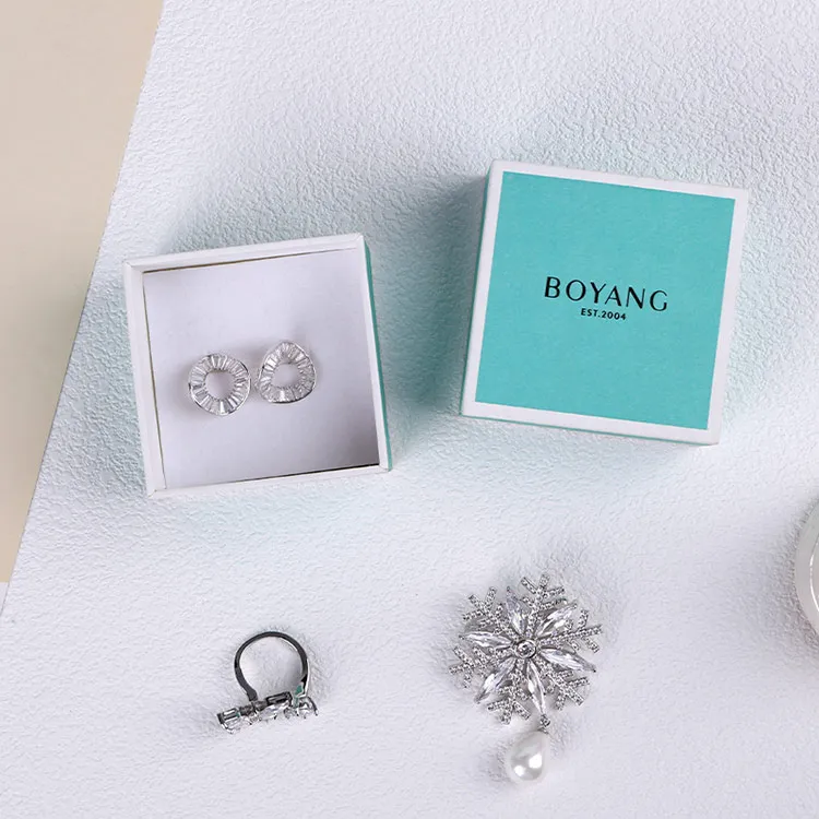 Boyang Custom Logo Printed Jewelry Cardboard Paper Packaging Earring Box Set