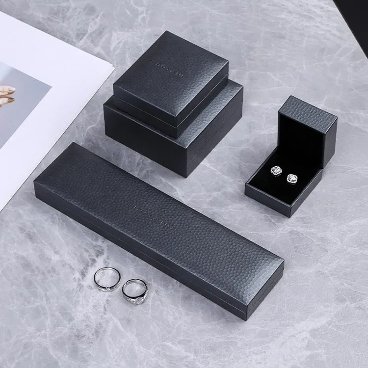 Boyang Custom Logo Printed Leatherette Paper Jewellery Packaging Wedding Ring Box