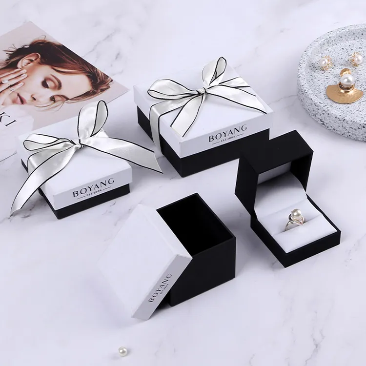 Boyang Newest Design Branded Paper Gift Bijoux Box Packaging Bracelet Ring Boxes for Jewelry