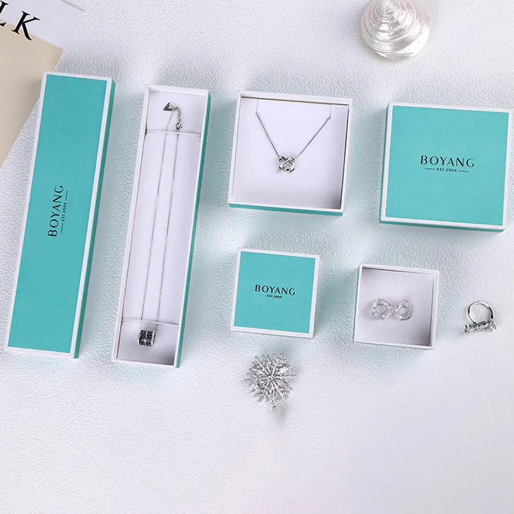 Boyang OEM Wholesale Luxury Green Pendant Necklace Jewelry Packaging Gift Box with Paper Bag