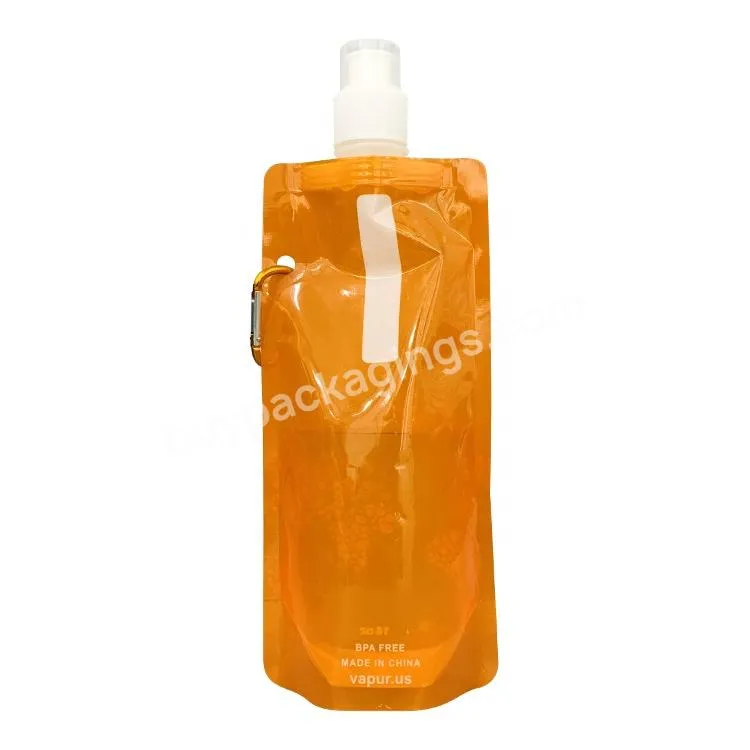 Bpa Free Reusable Plastic Foldable Collapsible 480ml Sports Water Bag Bottles