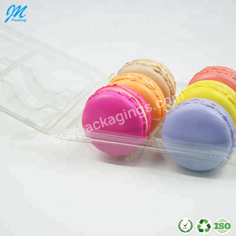 Brc Factory Clear Pet Plastic 6 Holes Blister Clamshell Macaron Packaging Box