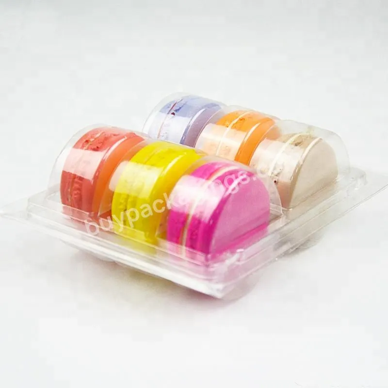 Brc Factory Clear Pet Plastic 6 Holes Blister Clamshell Macaron Packaging Box