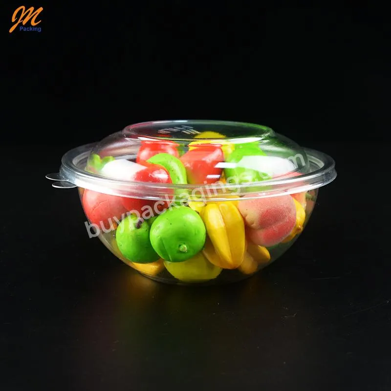 Brc Quality 32oz 1000ml Disposable Pet Plastic Crystal Fruit Salad Round Bowl