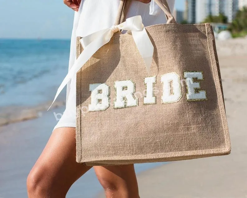 Bride Beach Bag Bridesmaid Tote Bachelorette Gift Bag With Name Large Beach Tote Bag