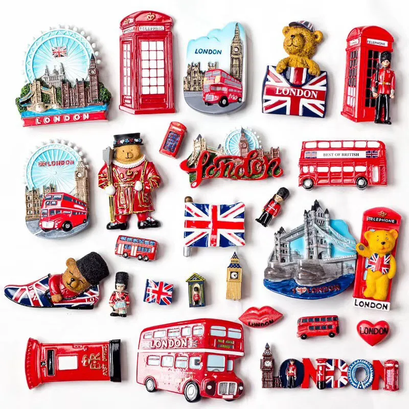 British Architectural Signs Refrigerator Stickers 3D Decorative Stickers Cartoon Whiteboard UK Stickers Magnet