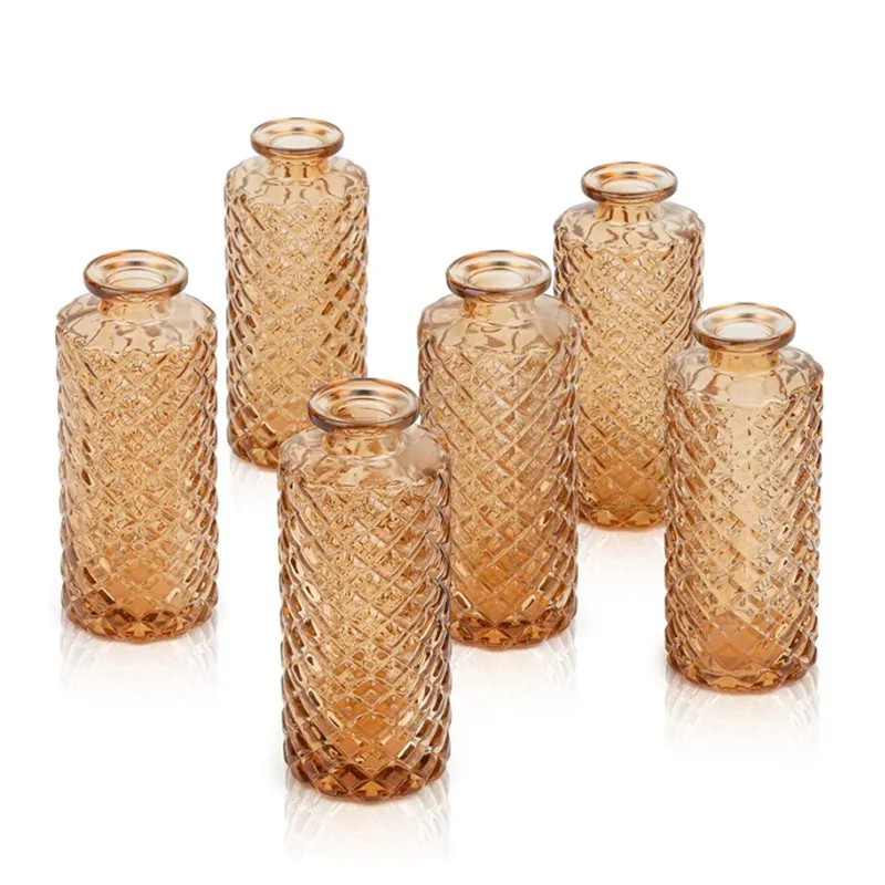 Brown Green Clear Color  Glass Bottle Fragrance Home Decoration Cheap Price  Glass Vase