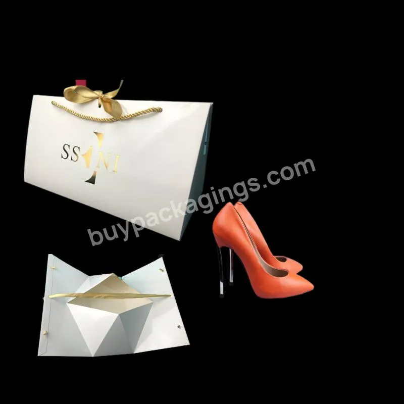 Caja De Zapatos Recyclable Art Paper Accept Custom Packaging Paper Box Shopping Carrier Bag For Shoes & Clothing