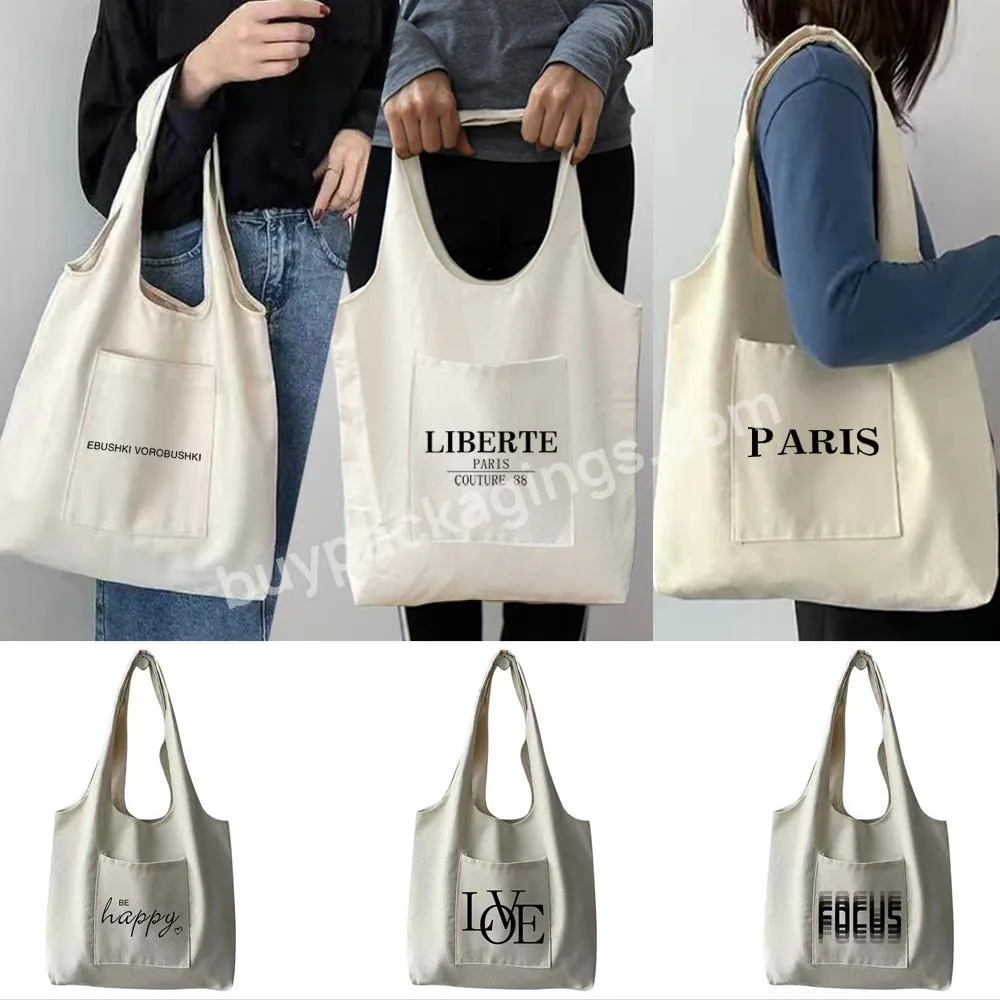 Canvas Womens Tote Bag Pure Cotton Print Handbags Eco Portable One Shoulder Shopping Bag