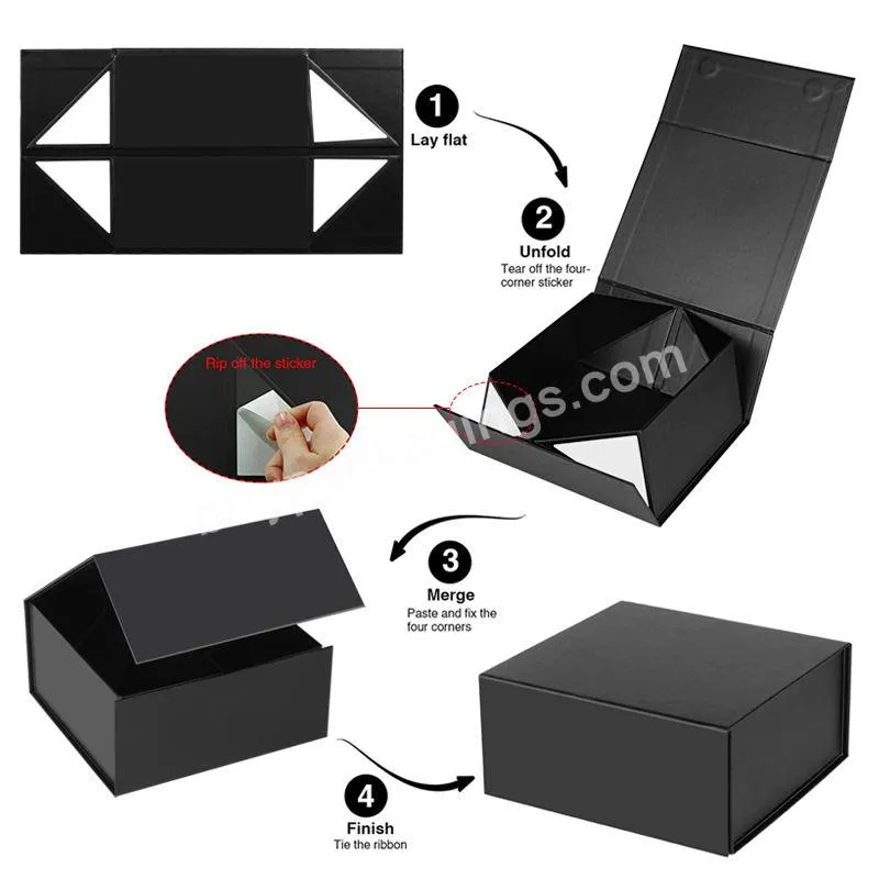 cardboard foldable rigid gift box with lid packaging custom Folding ribbon Luxury magnetic gift box