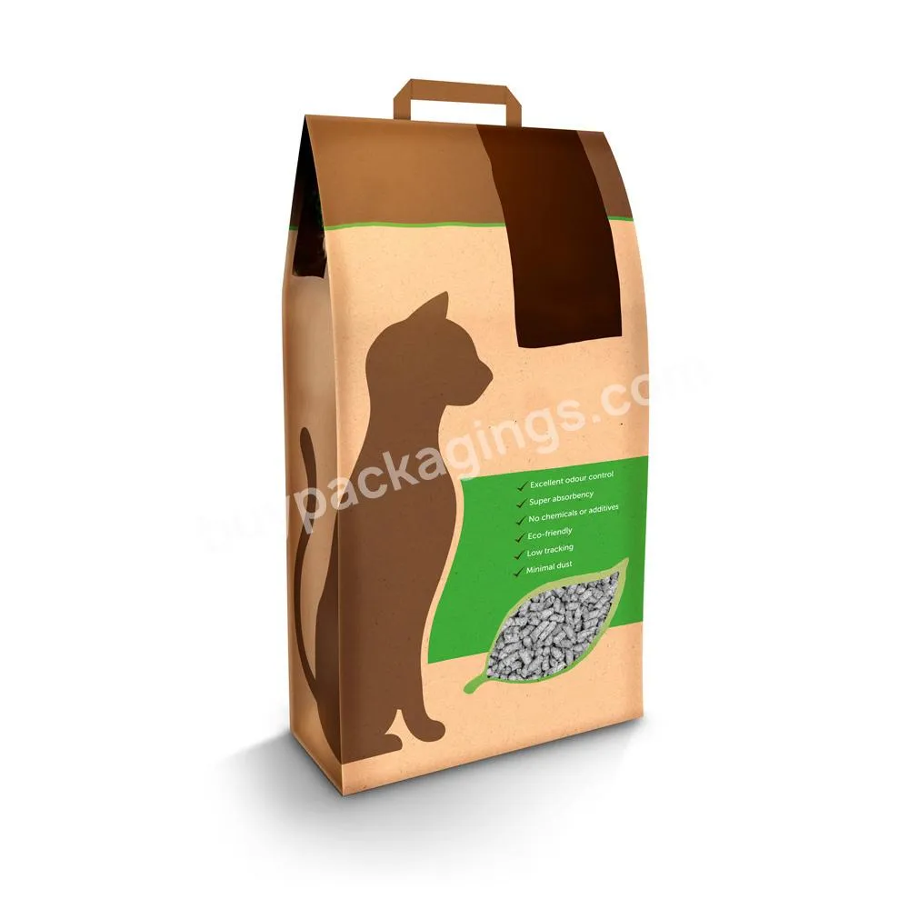 Cat Litter Paper Bag Handle Kraft Packaging Paper Bag For Cat Litter