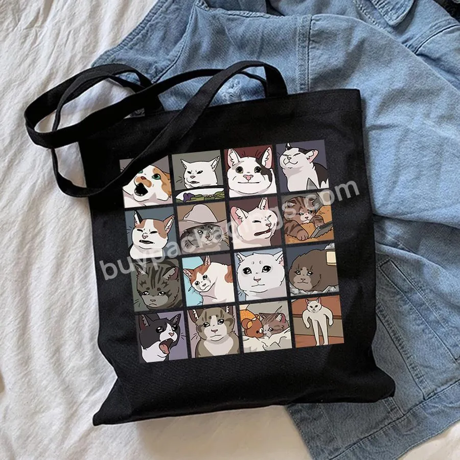 Cats Puzzle Shopping Bags For Women Harajuku Print Fashion Korean Vintage Canvas Tote New Hand Bags