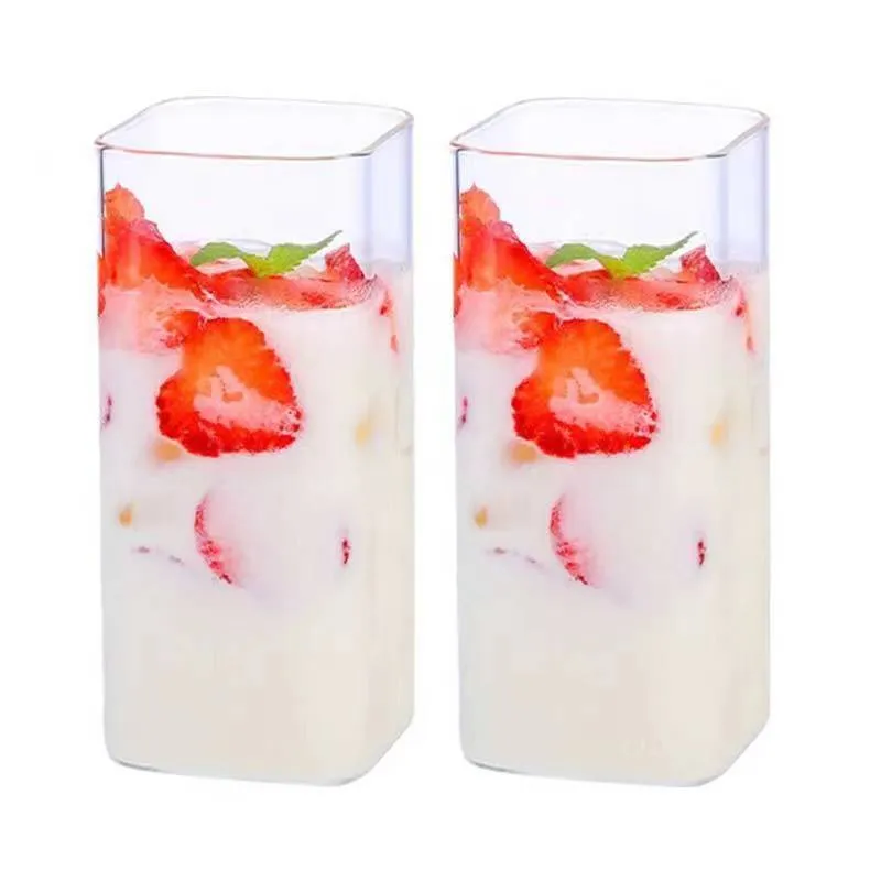 Cheap Custom Designs Wholesale 250ml 400ml 500ml Milk Juice Transparent Glass Cup For Drinking