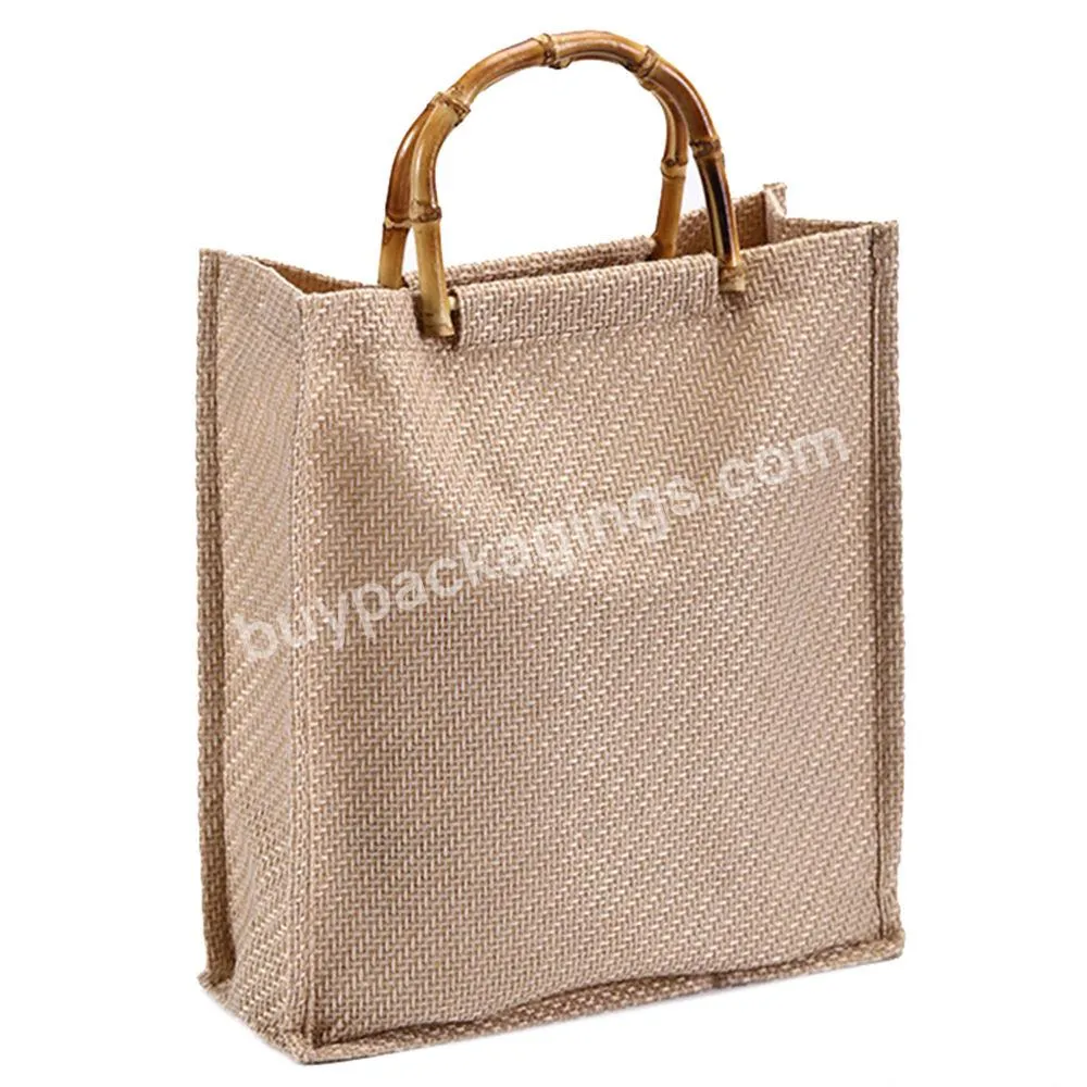 Cheap Custom Logo Printed Eco Recycle Natural Foldable Reusable Jute Burlap Linen Shopping Tote Bag