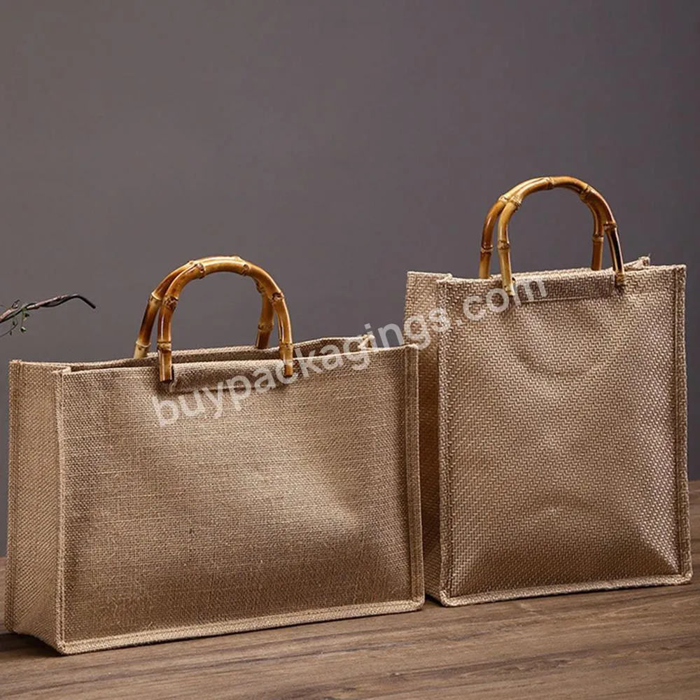 Cheap Custom Logo Printed Eco Recycle Natural Foldable Reusable Jute Burlap Linen Shopping Tote Bag