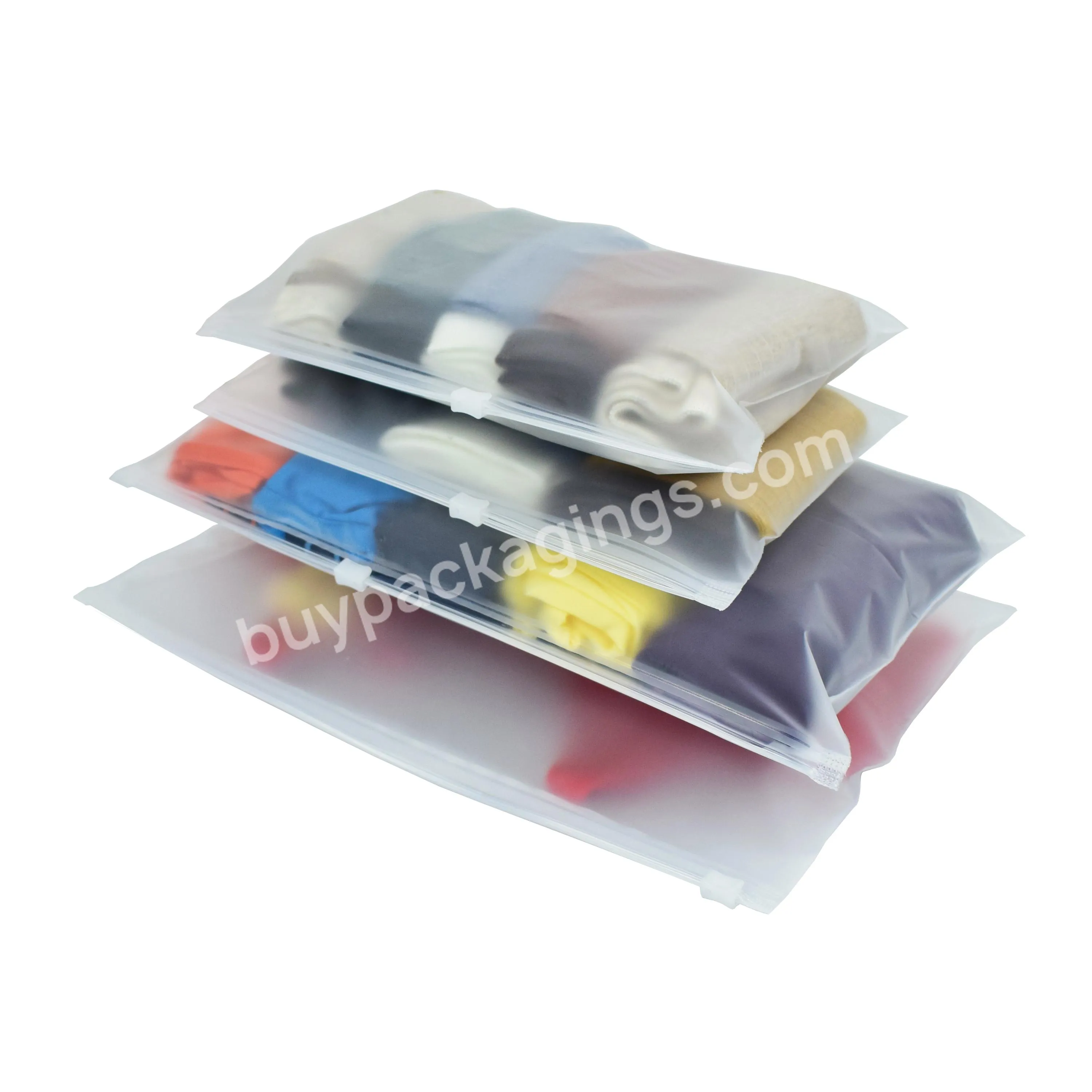 Cheap Eco Friendly Recycled T-shirt Packaging Plastic Zipper Bag Custom Logo Clear Matte Frosted Cloth Pouch With Zip Lock Poly