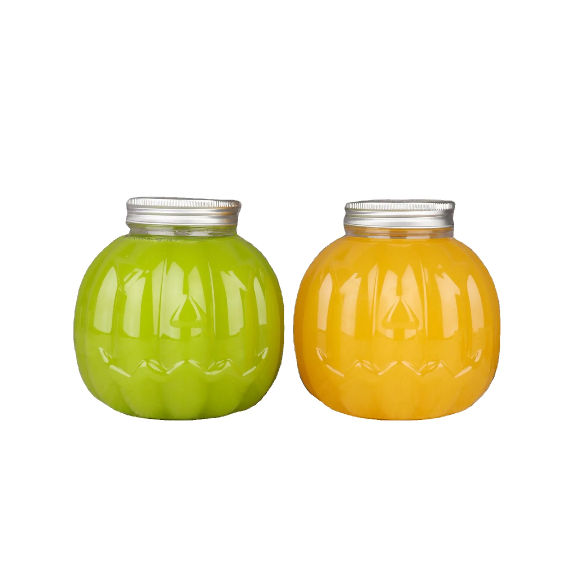 Cheap Price 500ml PET Beverage Pumpkin Shape Disposable  Creative Model For Juice Drink Plastic Bottle