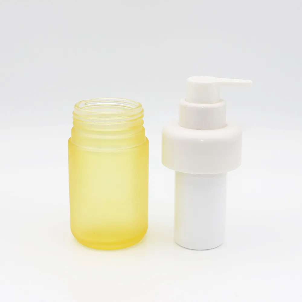 Cheap Price 50ml 100ml Double Glass Tube Switch Pressing Head  Lotion Cylinder Shape Frosting Glass  Bottle