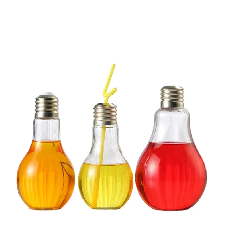 Cheap Price For Juice Milk Drink Light Bulb Shape Beverage High Quality Material Glass Bottle