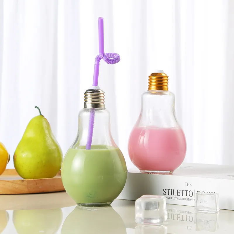 Cheap Price For Juice Milk Drink Light Bulb Shape Beverage High Quality Material Glass Bottle