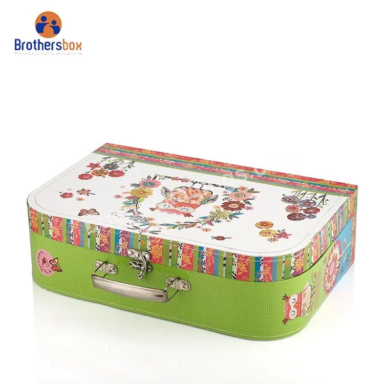 Children paper gift box cardboard box suitcase on school supplies